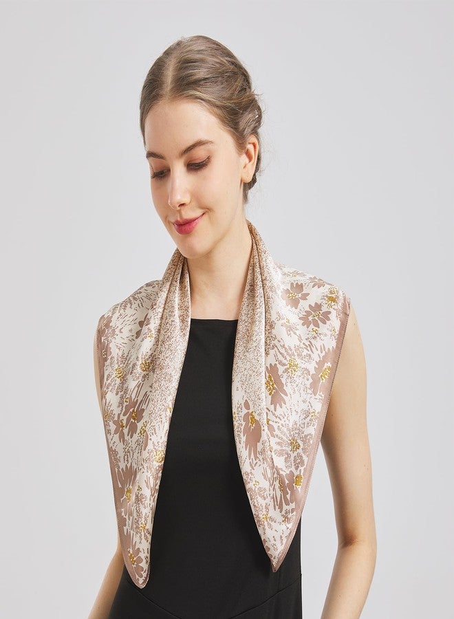 Aufeel 100% Pure Mulberry Silk Square Scarf for Hair-27''x27''- Women Silk Neckerchief Head Wrap Scarf(Fall) - Image 3